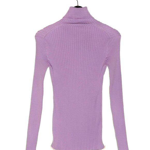 Louis Vuitton 2015 Lavender Purple LV Logo Ribbed Turtleneck Sweater - Picture 4 of 7